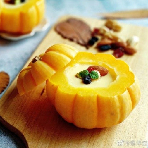 Steamed Egg with Milk in Mini Pumpkin