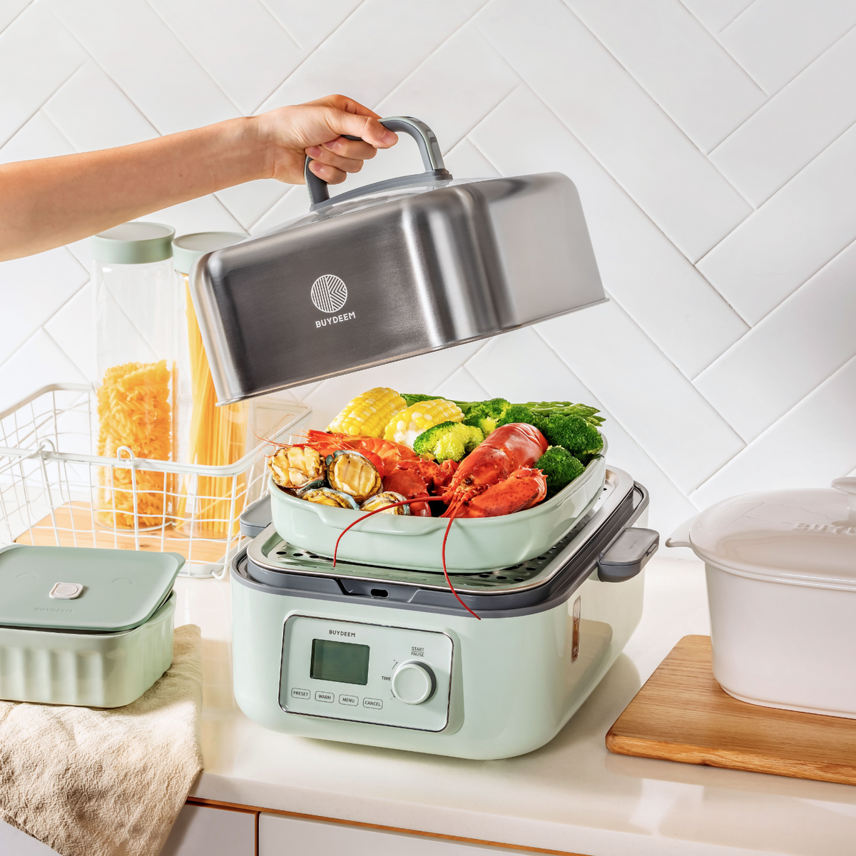 (OPEN BOX) G67 Two-Tier Electric Food Steamer, 14.8QT