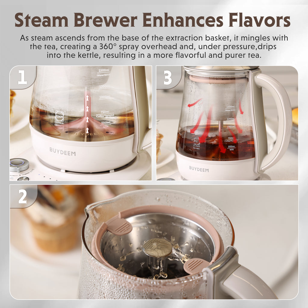 K156 Multi-function Tea and Coffee Maker 1.5L, Oat White