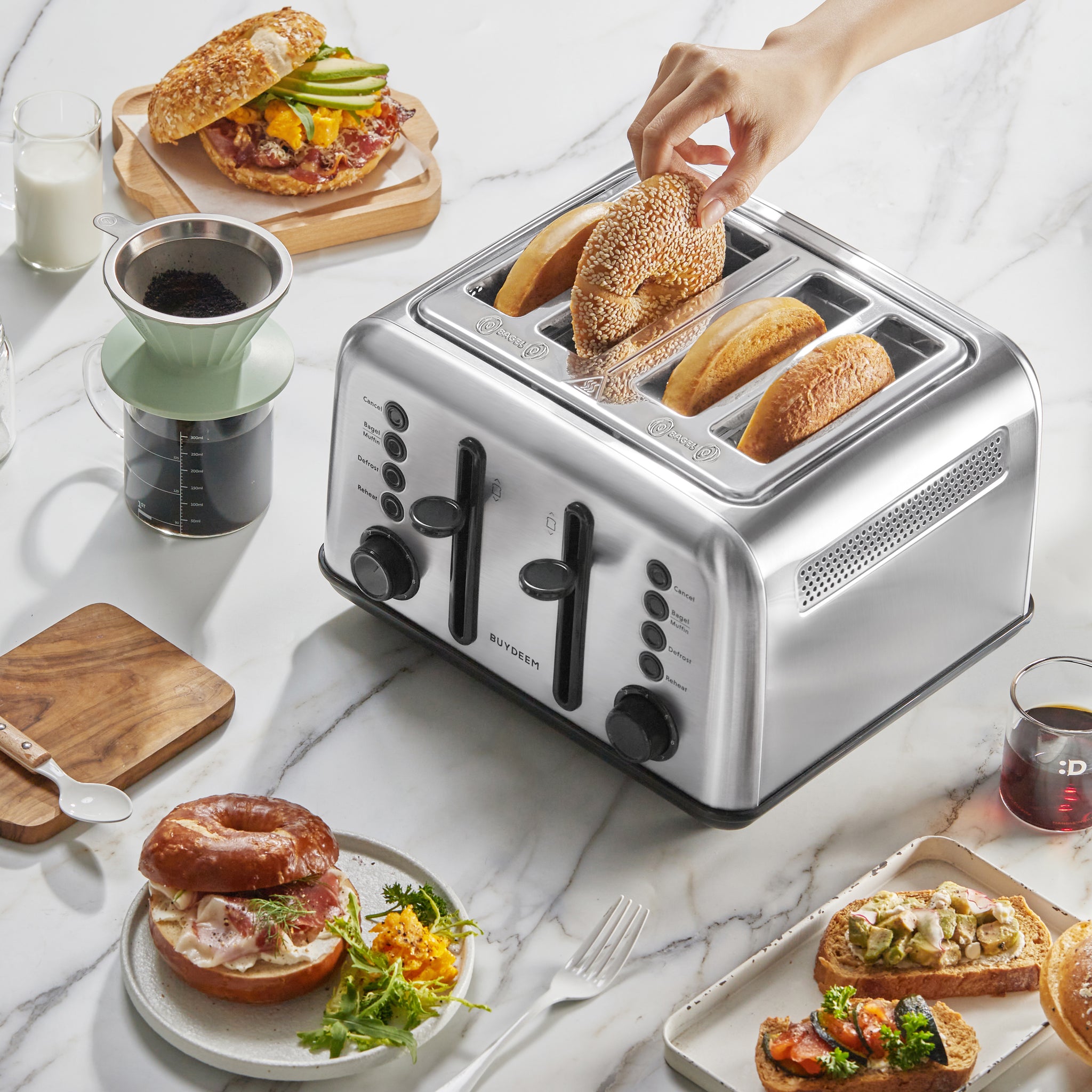 BUYDEEM DT640 4-Slice Retro Toaster with Extra Wide Slot