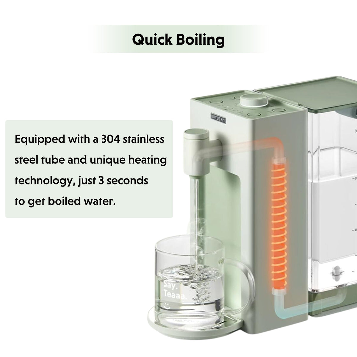 (OPEN BOX) Instant Hot Water Dispenser 3L, Cozy Greenish