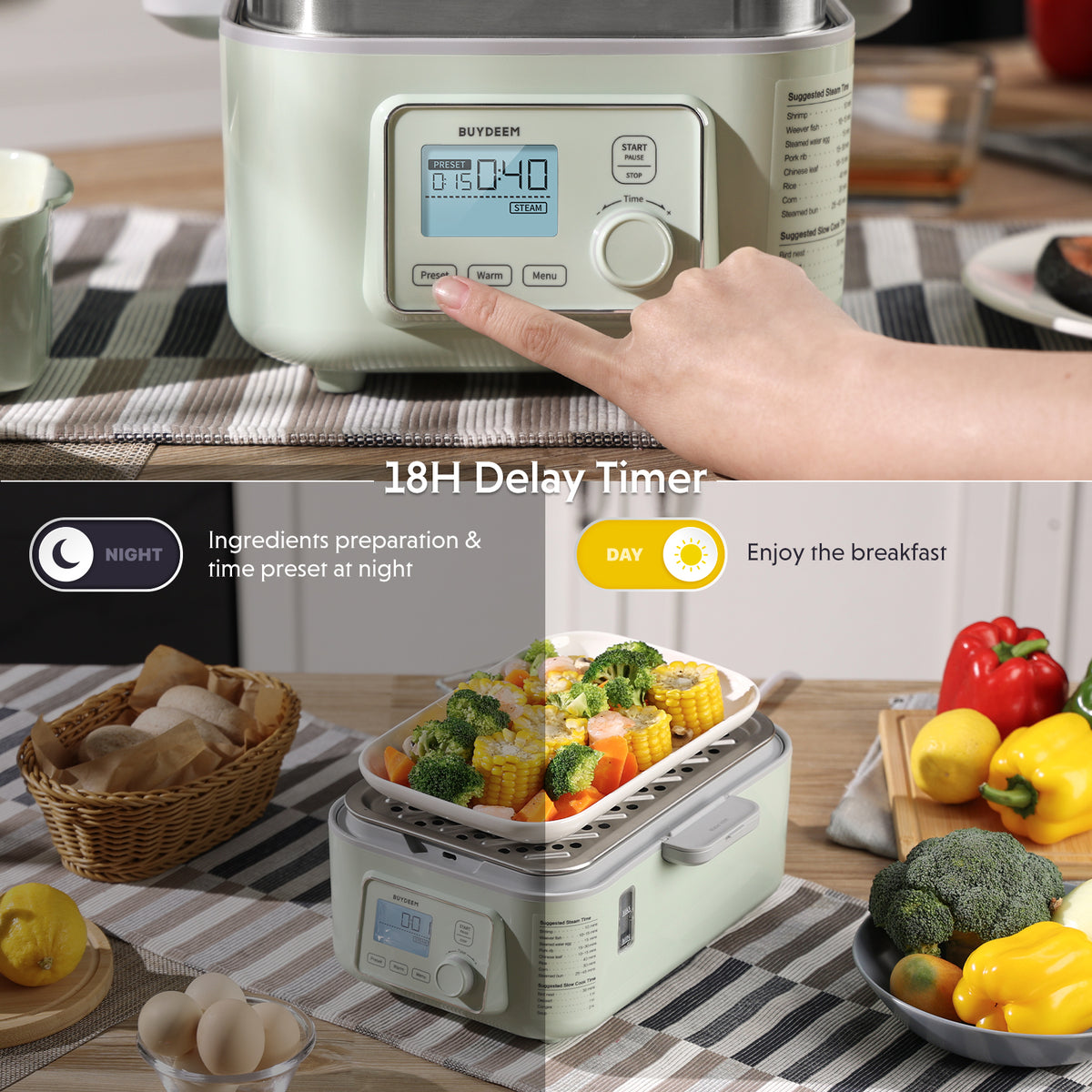 (OPEN BOX) G563 Electric Food Steamer 5QT (Stew Pots Included)