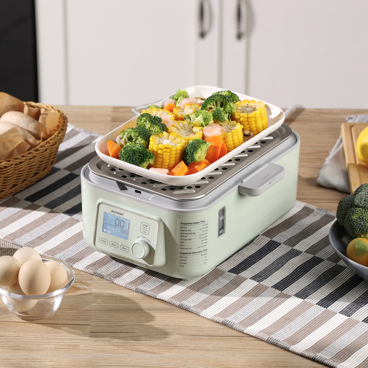 (OPEN BOX) G563 Electric Food Steamer 5QT (Stew Pots Included)
