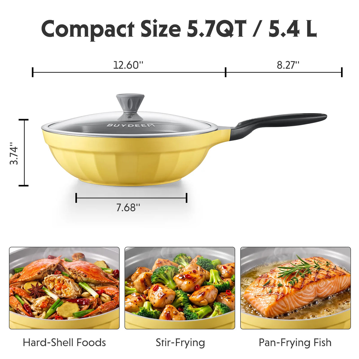 Ceramic Nonstick Wok Frying Pan, 5.7QT