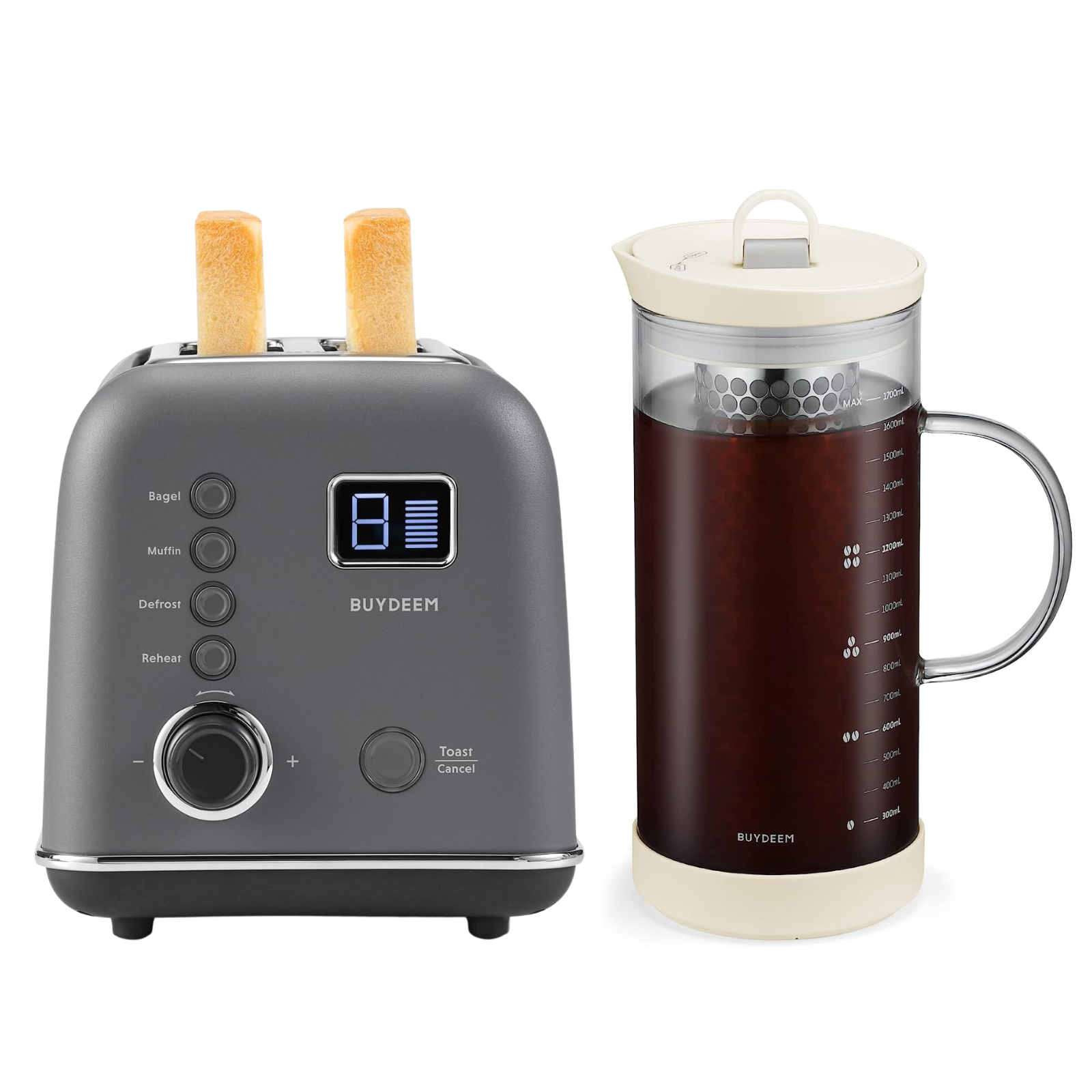 2-Slice Motorized Toaster with Cold Brew Coffee Maker - Color Selection Bundle Offer