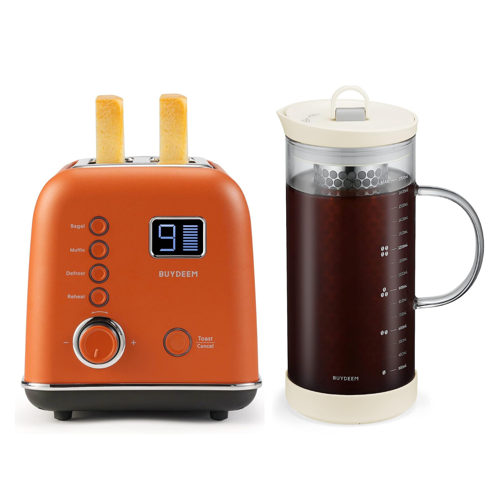 2-Slice Motorized Toaster with Cold Brew Coffee Maker - Color Selection Bundle Offer