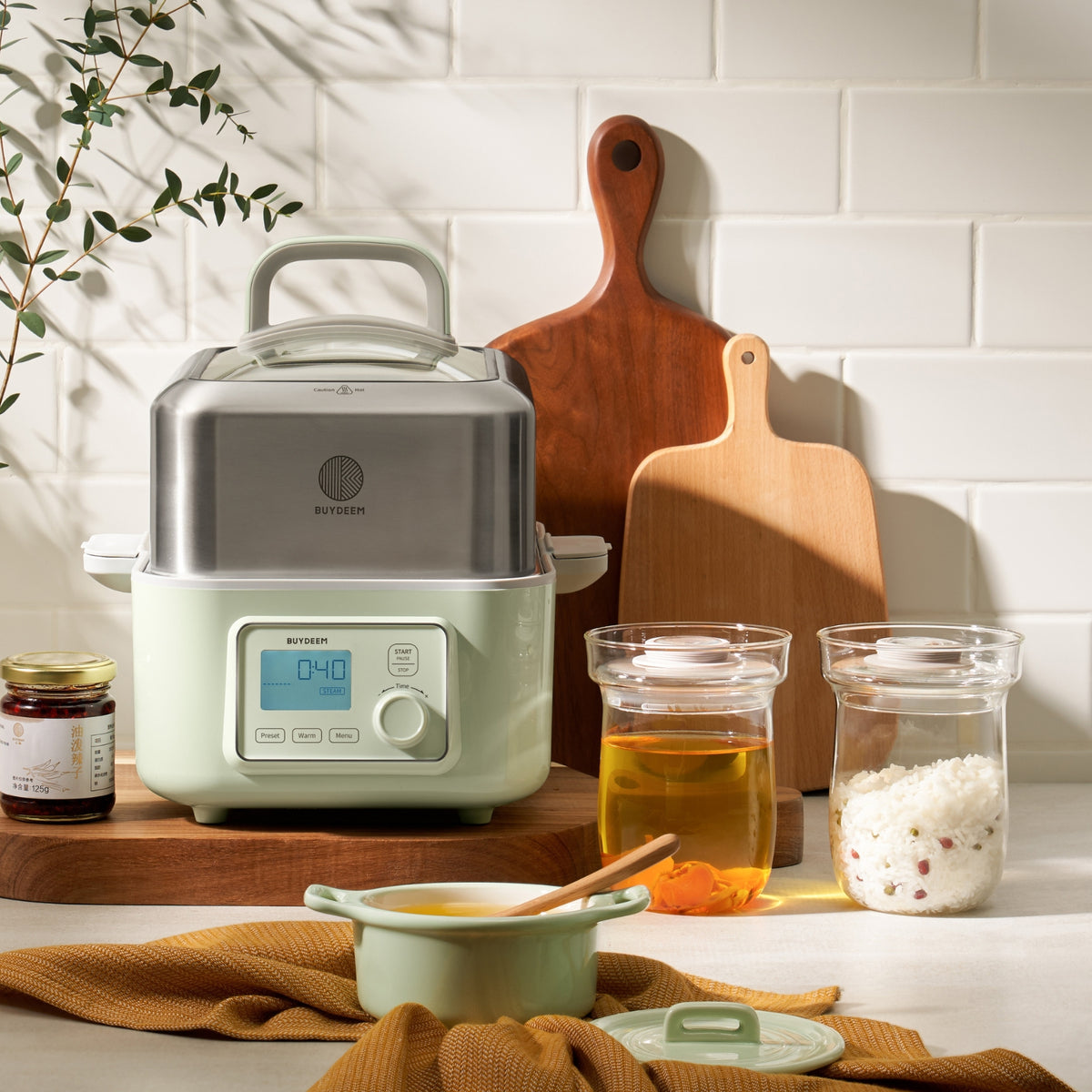 (OPEN BOX) G563 Electric Food Steamer 5QT (Stew Pots Included)