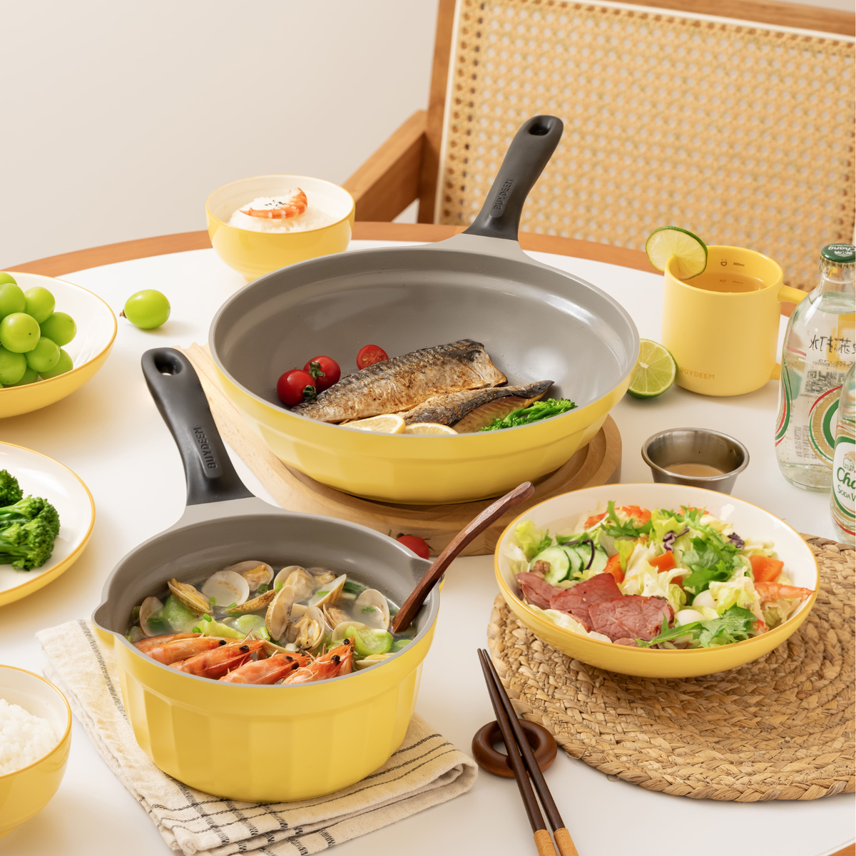 Ceramic Nonstick 3.6QT Frying Pan & Saucepan - Bundle Offer