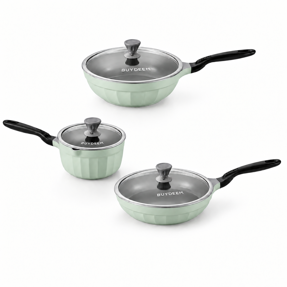 Chef's Ceramic Nonstick Cookware Set - Cozy Greenish
