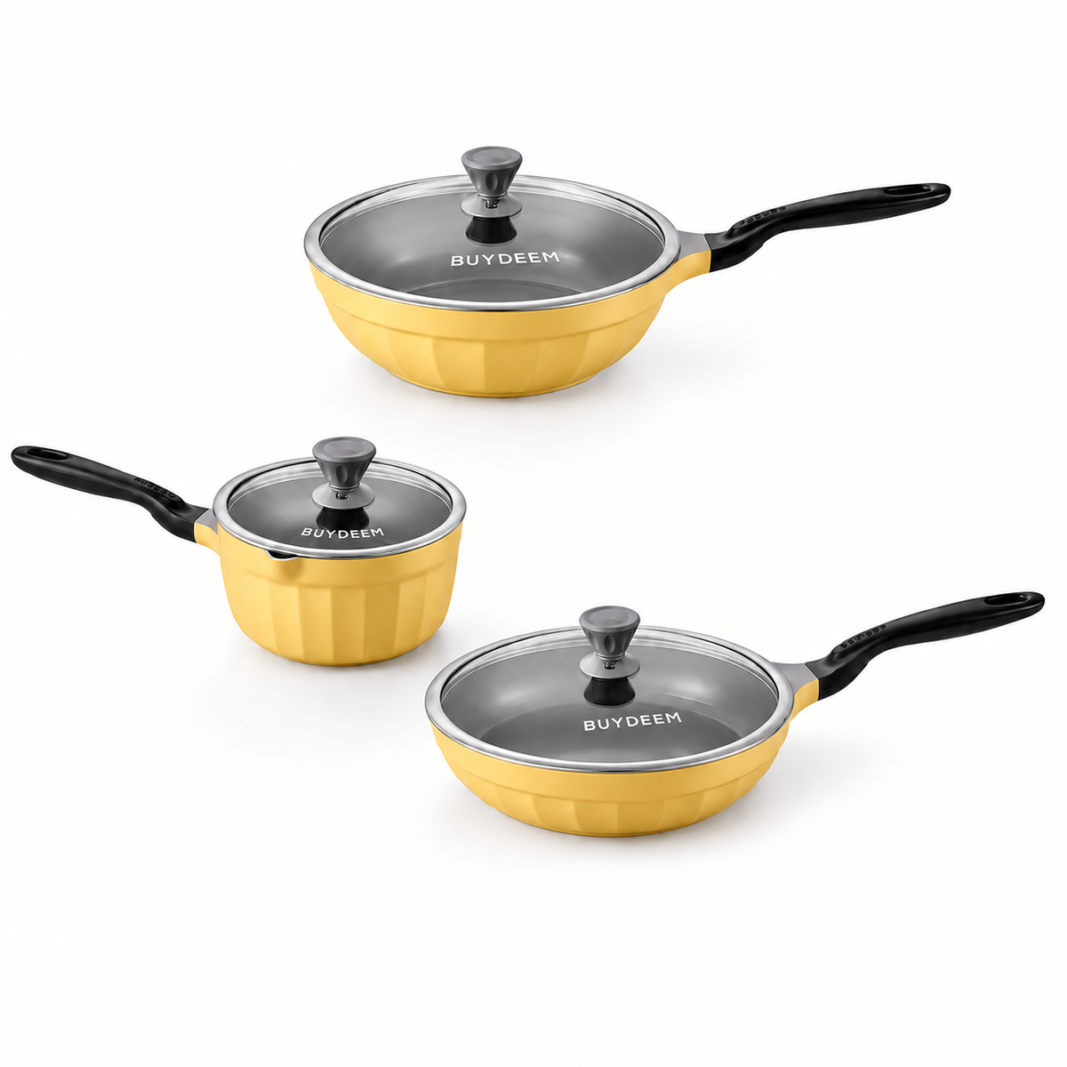Chef's Ceramic Nonstick Cookware Set - Mellow Yellow