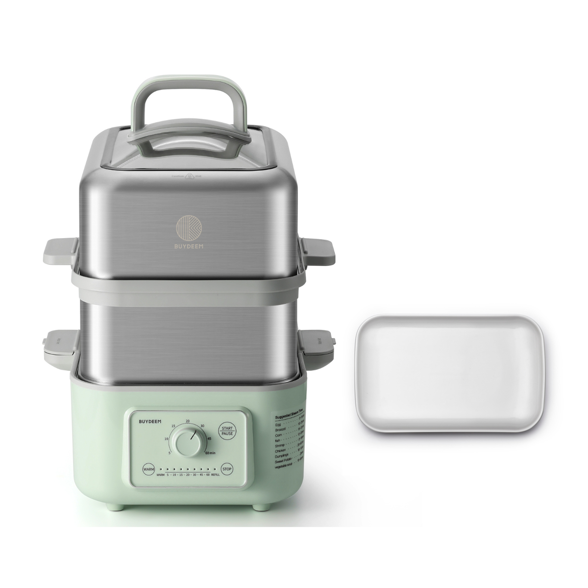 G52 Two-Tier Electric Food Steamer with Ceramic Steaming Plate - Bundle Offer