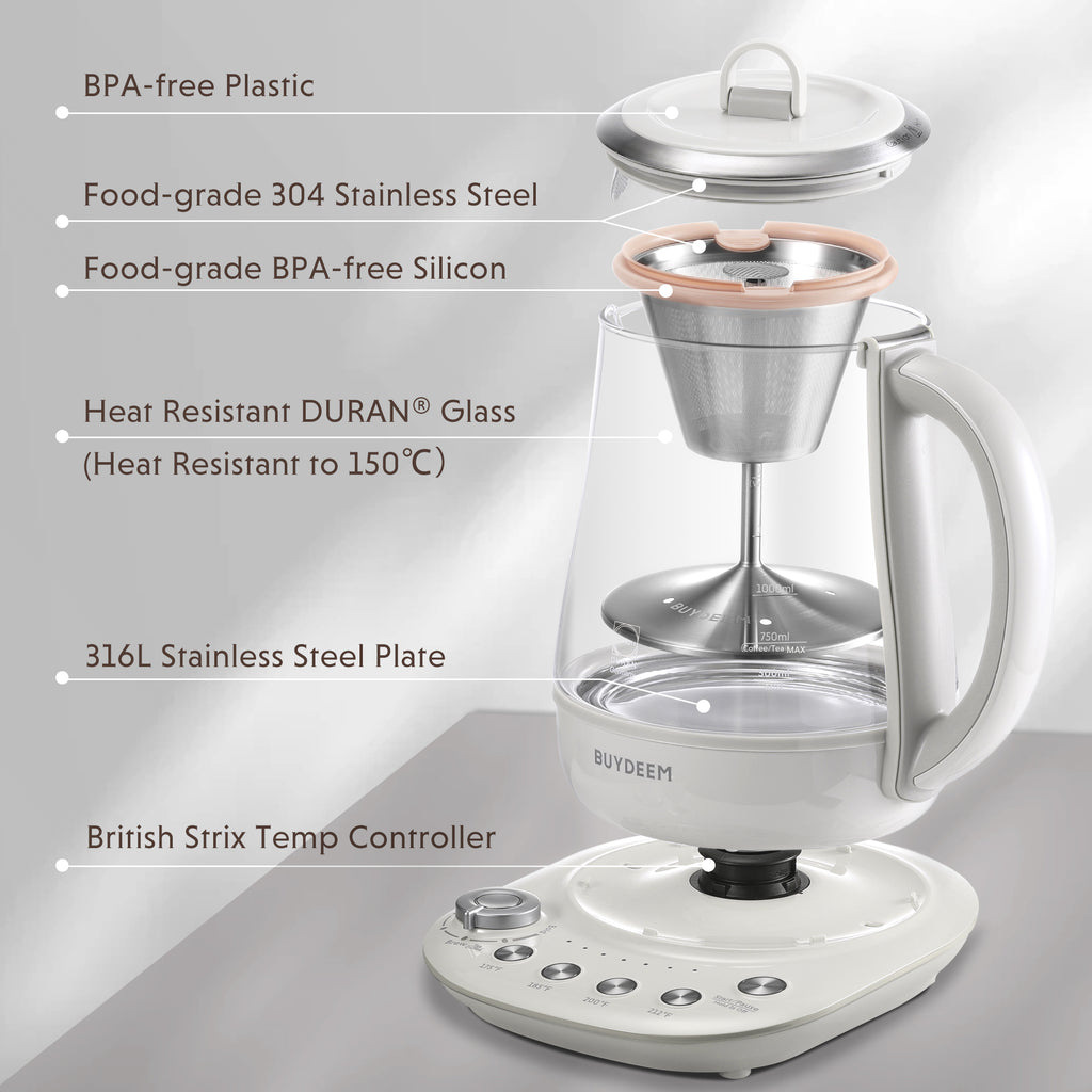 K156 Multi-function Tea and Coffee Maker 1.5L, Oat White