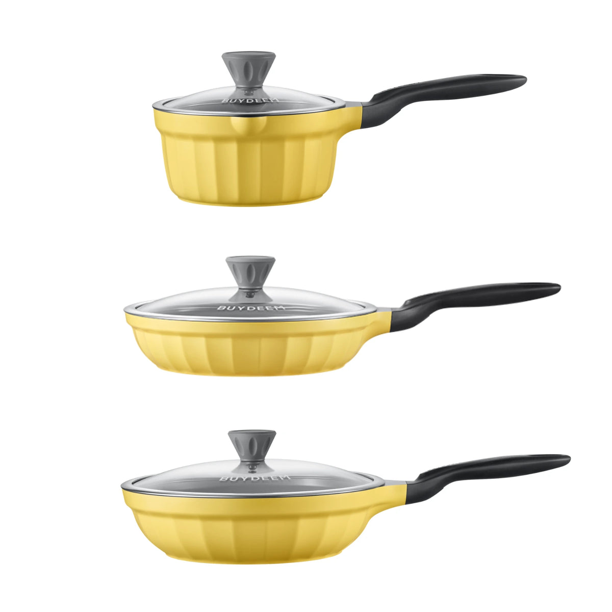 Ceramic Nonstick Frying Pan Duo & Saucepan - Yellow Bundle