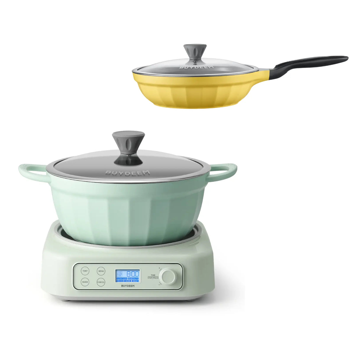 Slow Cooker with Nonstick Stockpot & 3.6QT Frying Pan Bundle